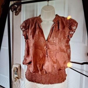Elegant Lace Blouse in Brown